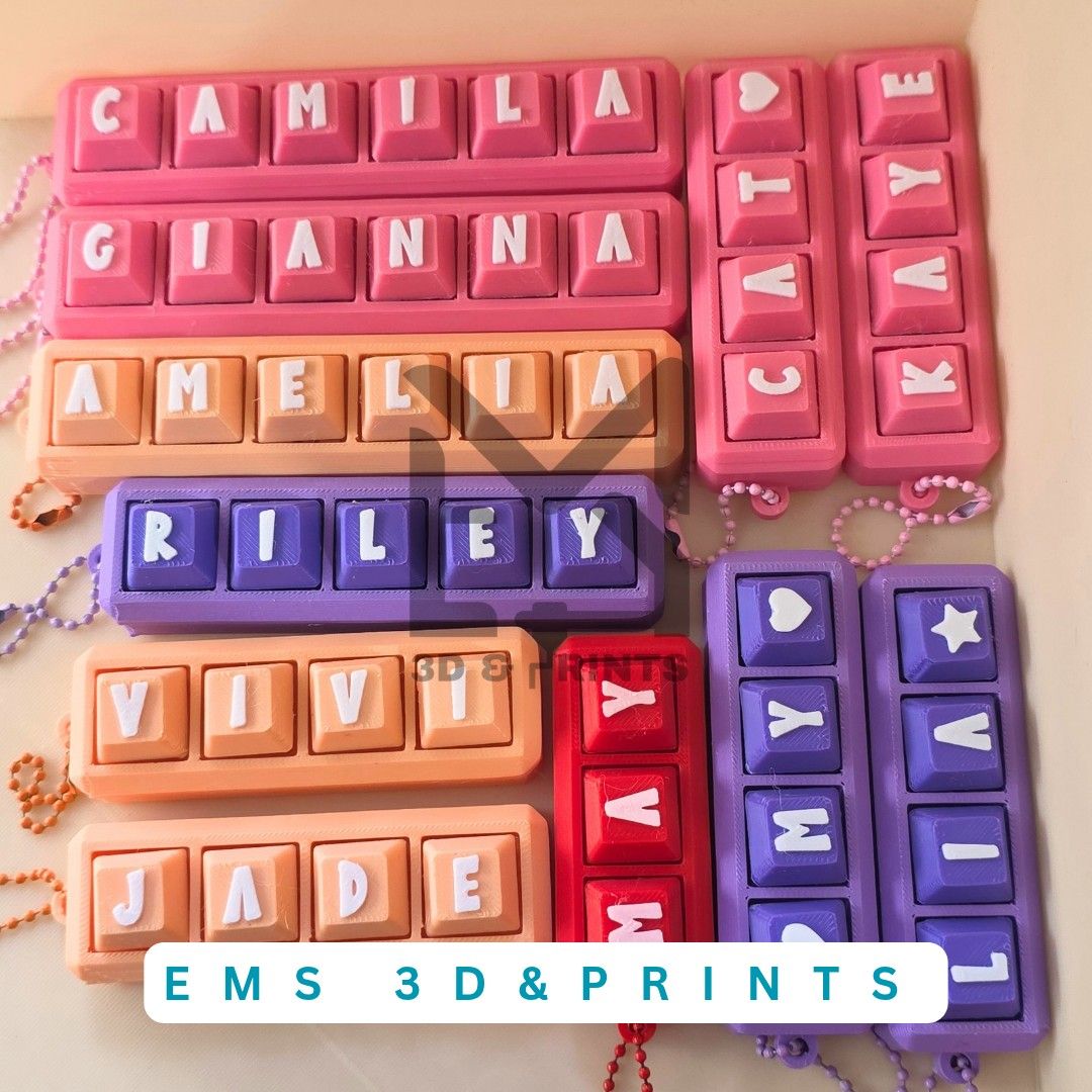 Custom 3D Printed Name Keychains - Cloud & Keyboard Styles (Category: Handmade Craft) located in Manila. Submitted by annlicious (Listing ID 1444617550, Image 3). Description: - Personalized 3D printed keychains - Choose from cloud or keyboard key shapes - Available in many colors and with custom names - Great for bags, backpacks, or as unique gifts - Each keychain is unique and made to order.