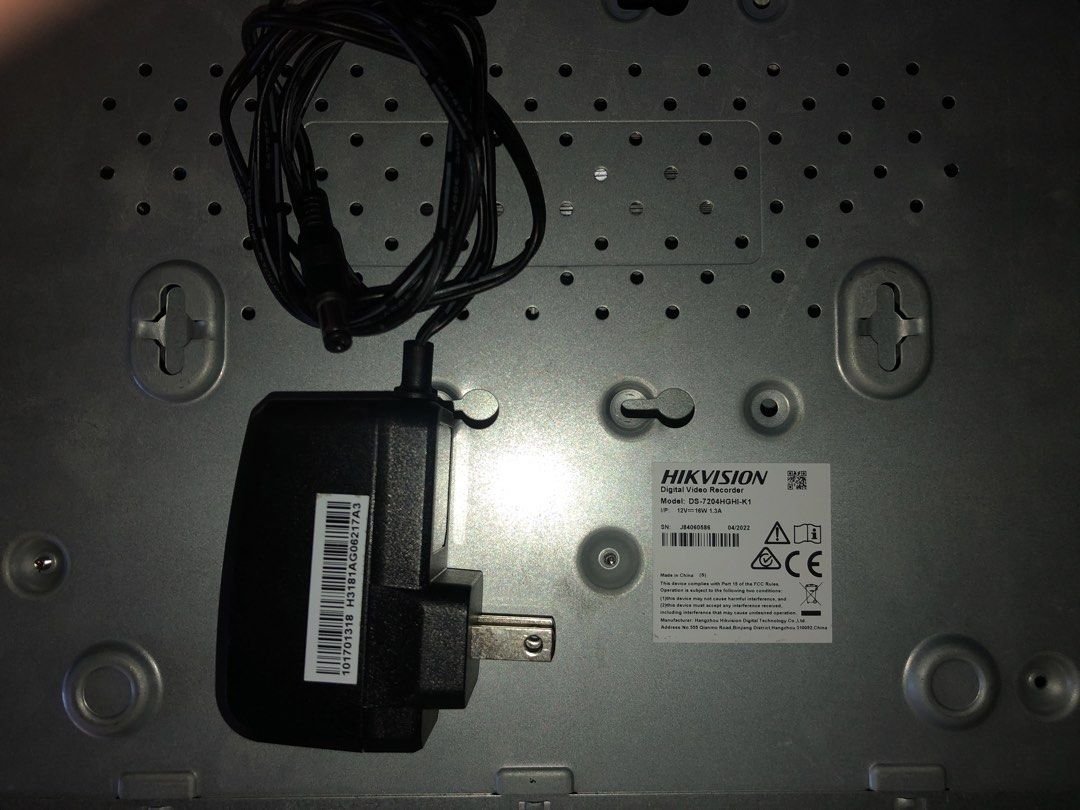 Defective Hikvision DVR (For Parts Only) (Category: Security Systems & CCTV Cameras) located in Santa Rosa. Submitted by sansribal (Listing ID 1444582820, Image 2). Description: Hikvision DVR, Model: DS-7204HGHI-K1 - Unit powers on and beeps but NO DISPLAY output. Sold as defective and as is - Includes Power Adapter.