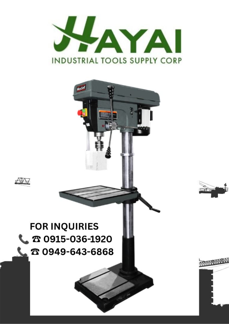 Drill Press Machine (Category: Construction Tools & Equipment) located in Manila. Submitted by 09150361920ronvillaflor (Listing ID 1444499579, Image 1). Description: Drill Press Machine Rated Power : 1500w Rated Voltage : 220v Rated Frequency: 60hz Chuck Capacity : 20mm Drill Capacity : 32mm Price: ₱41,600 For inquiries 📞 ☎ : 0-9-1-5-0-3-6-1-9-2-0 📞 ☎ : 0-9-4-9-6-4-3-6-8-6-8 PRICE MAY CHANGE WITHOUT PRIOR NOTICE..