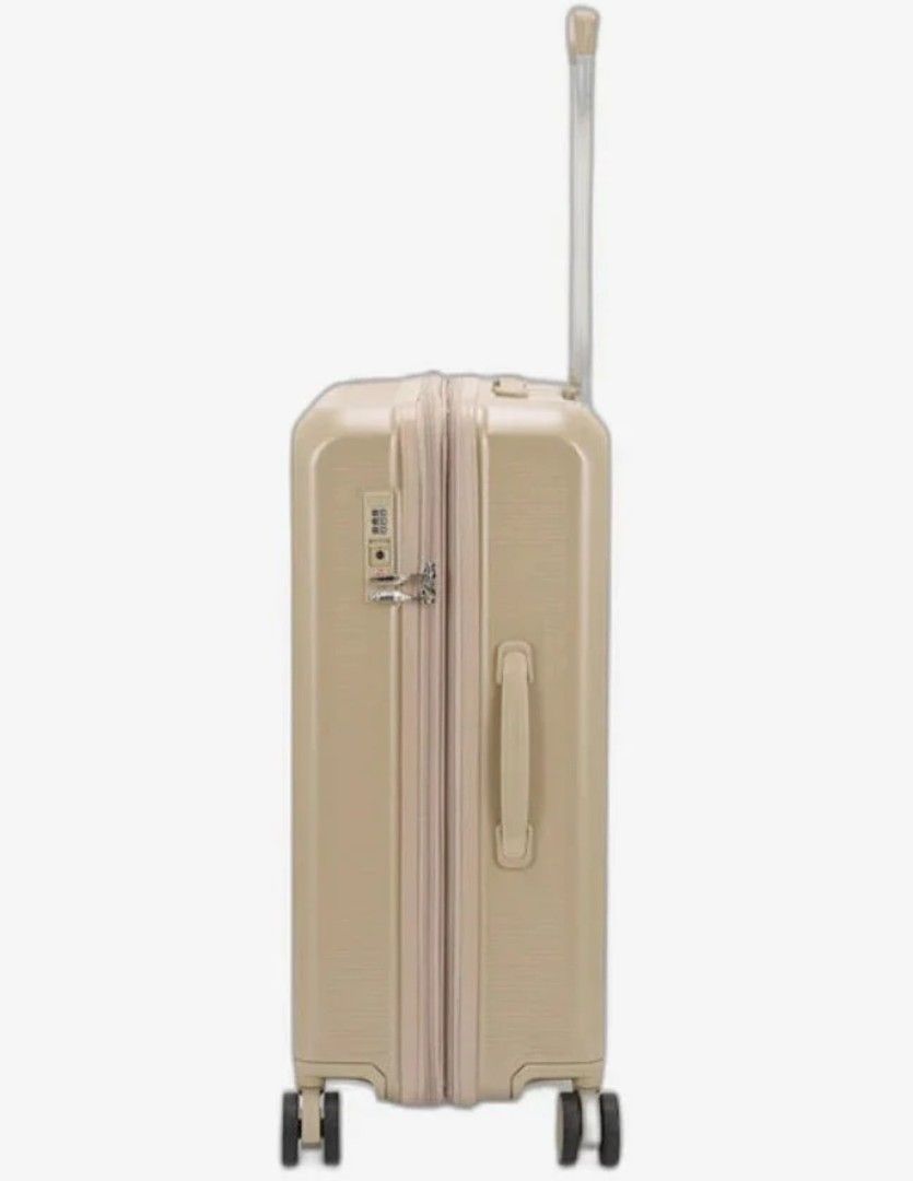 Echolac Gold Hardshell Luggage Set - 3 Pieces (Category: Luggage) located in Manila. Submitted by sweety_bear18 (Listing ID 1444611534, Image 3). Description: - Set of 3 gold suitcases: Carry-on, Medium, and Large sizes included. - Features wheels and retractable handles for easy maneuverability. - Equipped with TSA-approved combination locks for secure travel. - Durable hardshell exterior protects your belongings. - Ideal for family vacations or