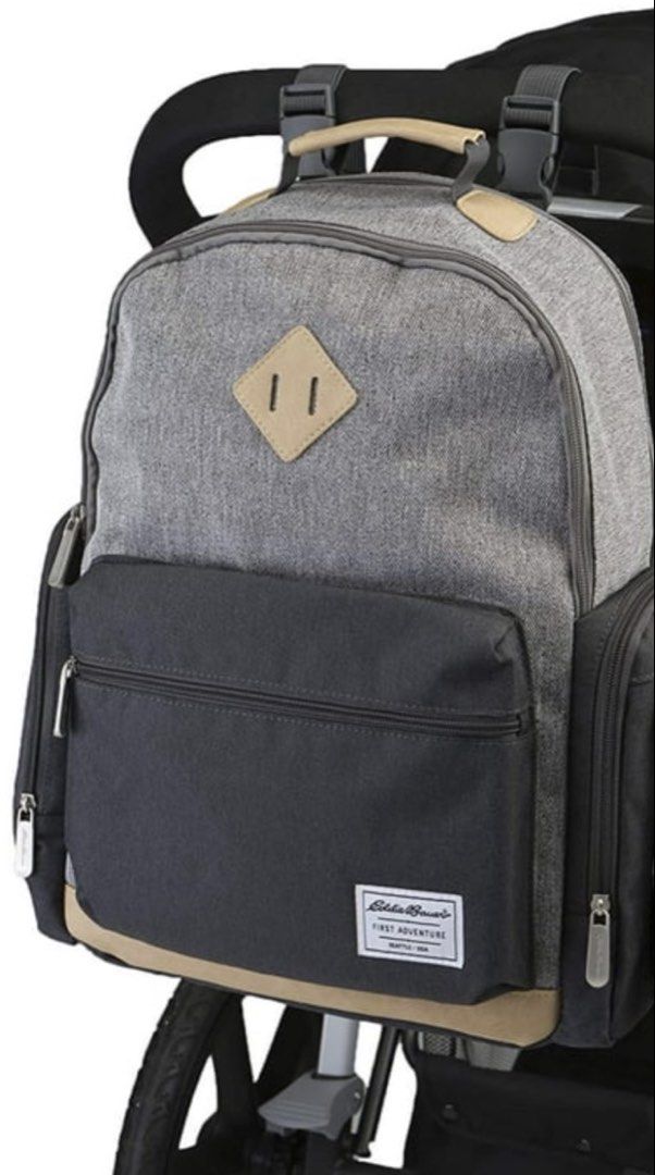 Eddie Bauer First Adventure Diaper Bag Backpack Grey (Category: Diaper Bags & Wetbags) located in Quezon City. Submitted by jlg03 (Listing ID 1444638697, Image 1). Description: FOR SALE: Eddie Bauer Bridgeport Backpack Diaper Bag (Lightly-used) - Stylish and unisex: tone-on-tone gray crosshatch fabric with tan faux leather trim - Ultra-functional with exceptional organization: a total of 7 pockets with spacious main compartment for ultimate stora