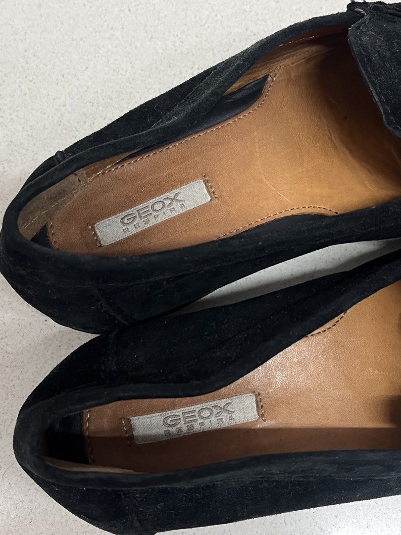 Geox Black Suede Loafers with Embellishment (Category: Loafers) located in Bulacan. Submitted by sef19 (Listing ID 1444555921, Image 2). Description: - Geox black suede loafers - Decorative silver embellishment on the front - Made in India - Comfortable and stylish for everyday wear - Features Geox Italian Patent sole.