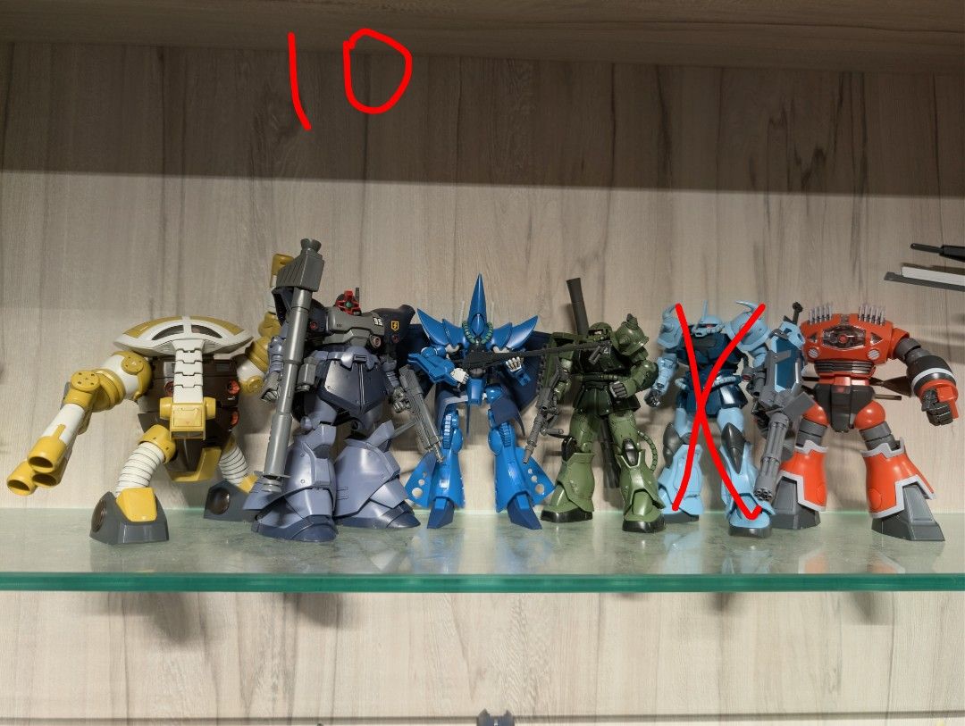 Gundam HG kits BUILT #3 (Category: Gundam Model Kits) located in Singapore. Submitted by oddlaw (Listing ID 1444409610, Image 2). Description: HG kits built bandai in good condition, no box, comes with instructions booklet img 1 & 2 10 each img 3 (three p-bandai kits in the middle) 15 each last img 5 each.