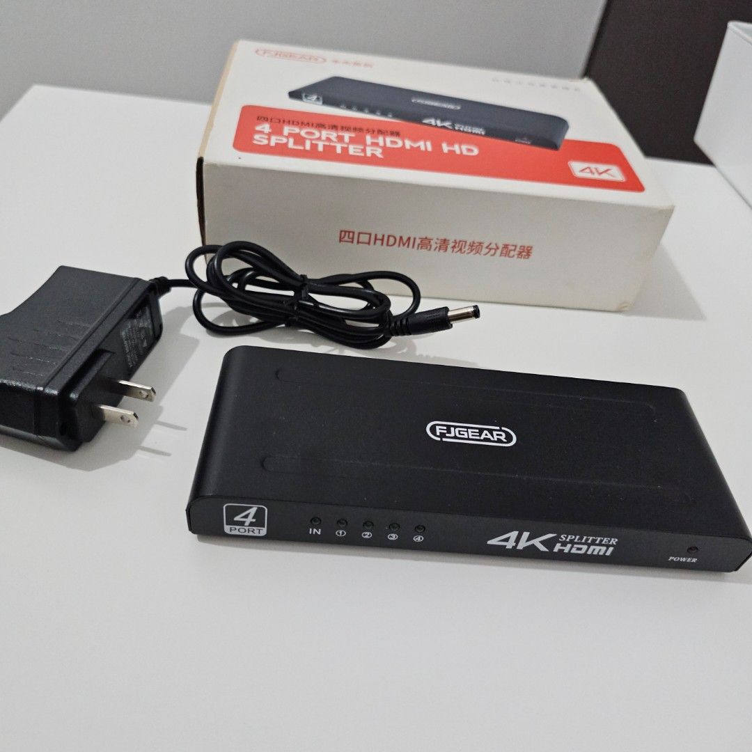 HDMI Splitter (1 IN 4 OUT) (Category: Electrical, Adaptors & Sockets) located in Binan City. Submitted by kezialion (Listing ID 1444556989, Image 1). Description: HDMI Splitter (1 IN 4 OUT) New. Unboxed to check but mali pala nabili ko (i needed an hdmi switcher, not spliiter) Original Price: 1,800 from Krystal Laptop Accessories Greenhills Price negotiable. See photos for close up Shipping: ‎✉️ J&T / LBC / Lalamove Message so I can quote the pri
