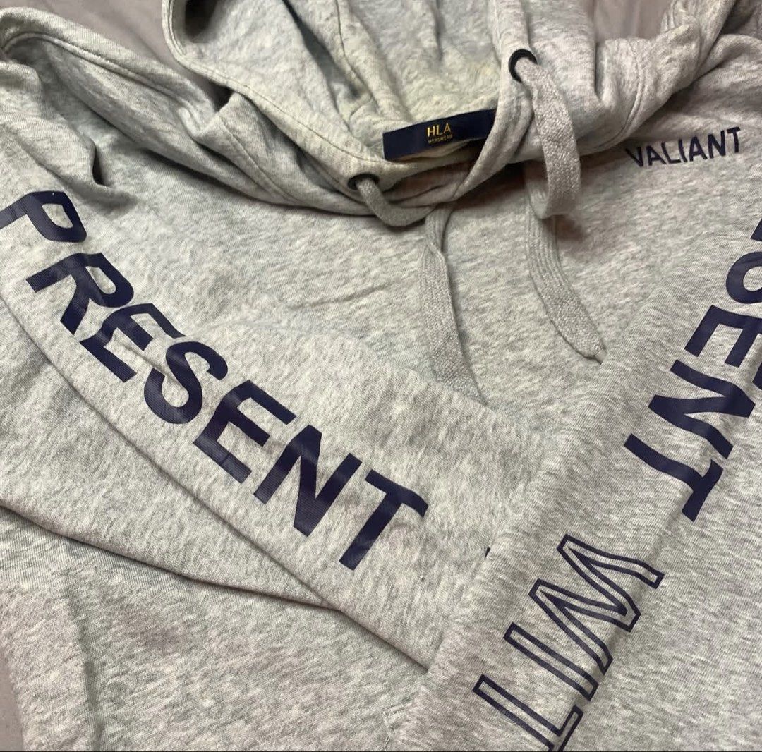 HLA Sleeve Script Hoodie (Category: Hoodies) located in Bulacan. Submitted by cclo_ (Listing ID 1444498262, Image 3). Description: Size: XL Width: 25” Length: 28” Price: 180 Issue: none Note: Payment first. MOP: gcash/maya Color may vary due to lighting conditions. Please manage your expectations as this item is thrifted..