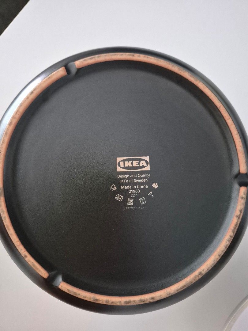 IKEA Black Ceramic Pot with White Lid485375136394137604