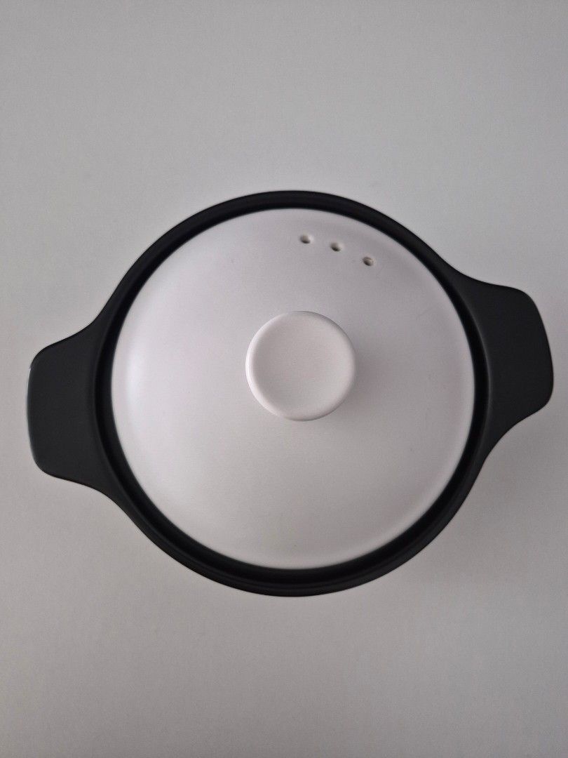 IKEA Black Ceramic Pot with White Lid485375136394137602
