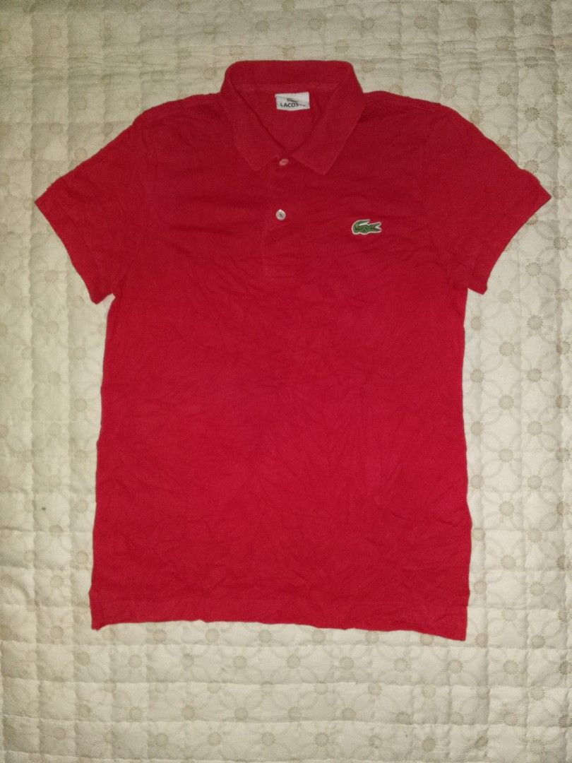 Lacoste Polo Shirt Red Size 3 (Category: Tshirts & Polo Shirts ) located in Zamboanga. Submitted by zhumhazhav (Listing ID 1444516578, Image 1). Description: - A classical red lacoste polo shirt - An iconic crocodile logo on chest - Comfortable pique cotton fabric - Versatile for casual or sporty looks - Pair with jeans or shorts - Size 3 on tag - Dimes 18x25.5-26 - Condition excellent - Color rate 9.8/10 - See all photos for details 850+shipping