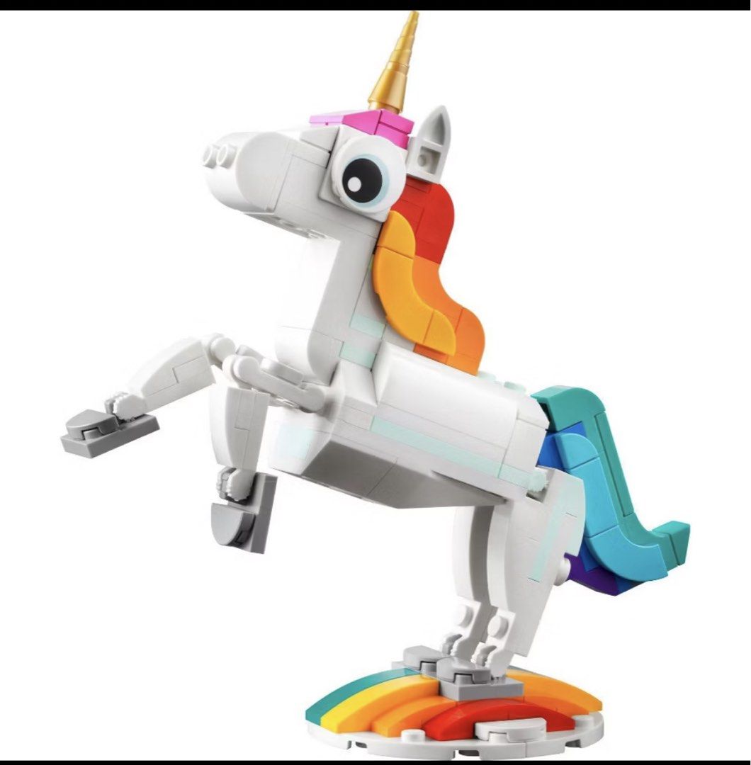 LEGO Creator 3-in-1 Unicorn Set 31140 (Category: Lego & Building Sets) located in Pasig City. Submitted by royalregistry (Listing ID 1444600259, Image 3). Description: - LEGO Creator 3-in-1 set 31140 - Build 3 different models: unicorn, seahorse, or duck - Encourages creative play - All pieces are included.