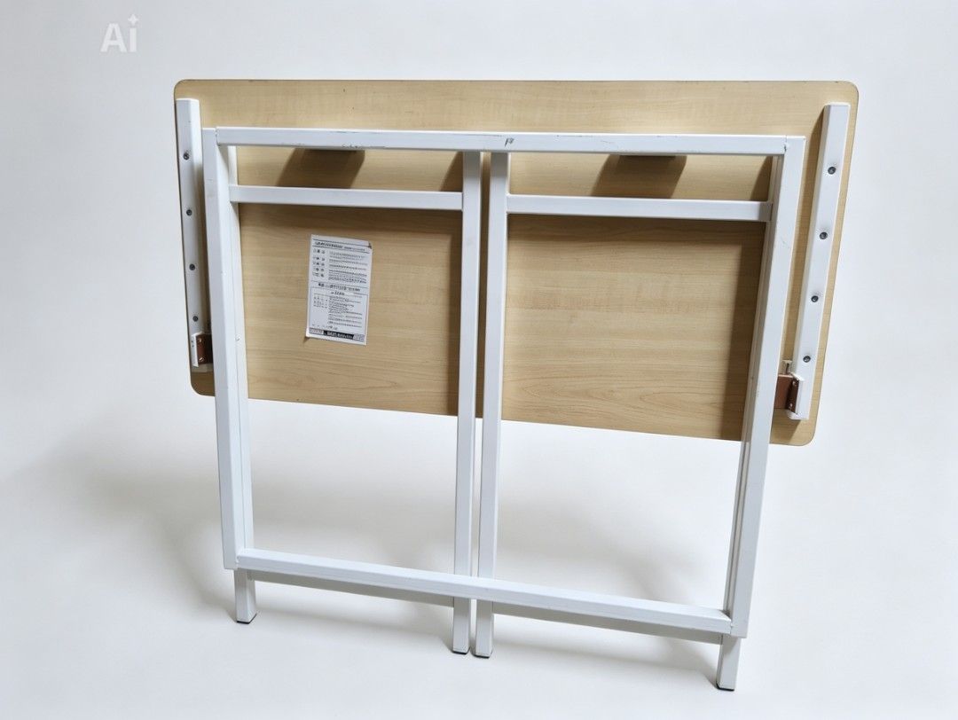 Light Wood Folding Desk with White Metal Frame (Category: Tables & Sets) located in Quezon City. Submitted by amber___18 (Listing ID 1444501522, Image 3). Description: - Simple folding desk - Light wood top with white metal frame - Folds flat for easy storage - Ideal for small spaces or extra workspace - Sturdy construction - Ready for a new home japan made matibay.