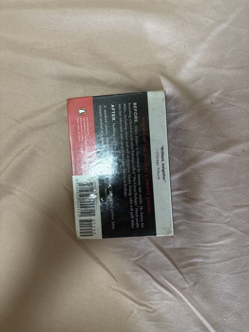 Looking for Alaska by John Green (pocketbook) (Category: Storybooks) located in Manila. Submitted by declutterbybeans (Listing ID 1444571647, Image 2). Description: - John Green's Looking for Alaska pocketbook - Notes: no annotations some water damage readable.