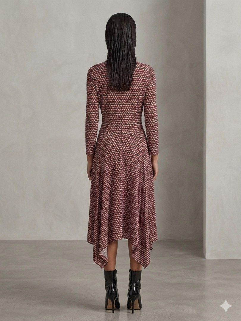 MAJE PRINTED ASYMMETRIC HEM DRESS (Category: Dresses) located in Pasig City. Submitted by vetementsdemanila (Listing ID 1444566344, Image 3). Description: MAJE PRINTED ASYMMETRIC HEM DRESS New without tags Size: 2 Bust: 38 inches Waist: 28 inches (garterized) Length: 48 inches P1950 PLUS SHIPPING.