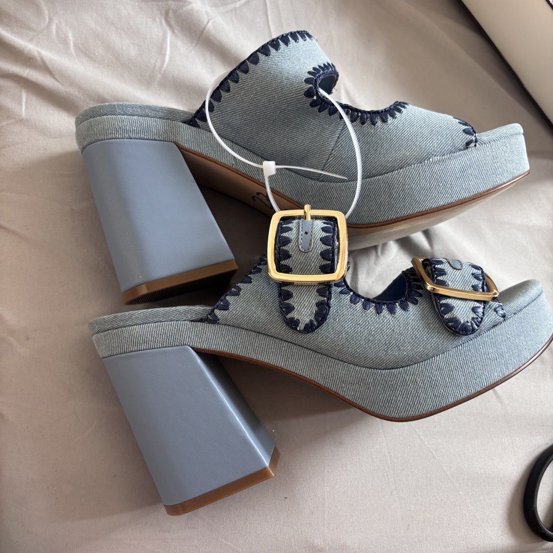 Marc Fisher Denim sandal (Category: Heels) located in Makati City. Submitted by plussizephp (Listing ID 1444548212, Image 2). Description: Brand new and original bought in IS.