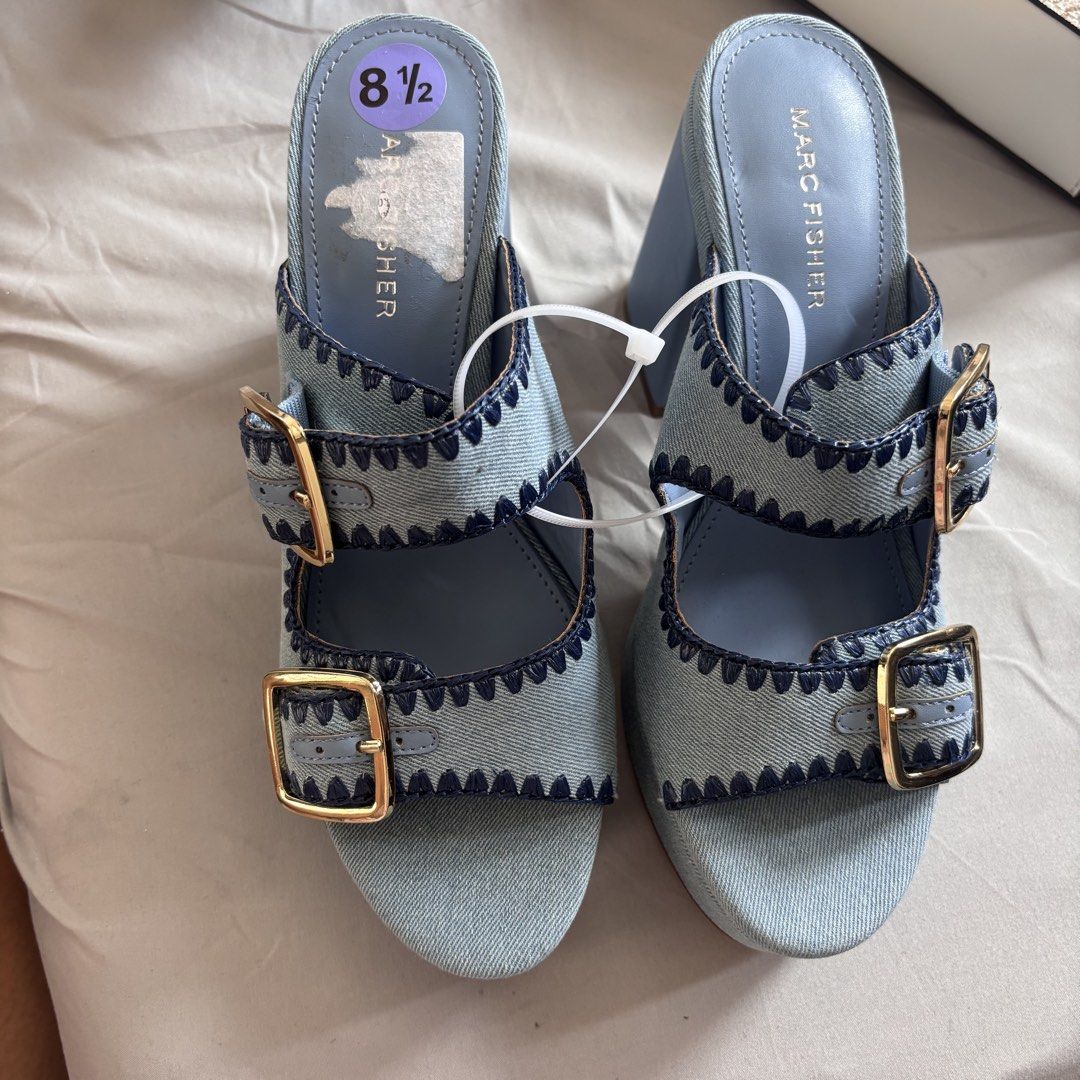 Marc Fisher Denim sandal (Category: Heels) located in Makati City. Submitted by plussizephp (Listing ID 1444548212, Image 1). Description: Brand new and original bought in IS.