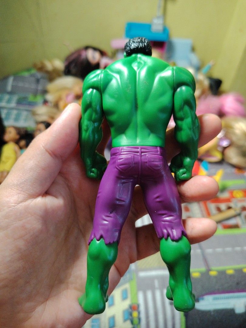Marvel The Incredible Hulk Action Figure Toy (Category: Figurines & Statues) located in Iligan City. Submitted by shehabdor98515 (Listing ID 1444546112, Image 2). Description: - Green Hulk Action Figure - Approximately 6 inches tall - Features articulated arms and legs - Wears iconic purple pants with a ripped hem - Perfect for display or imaginative play - A must-have classic superhero collectible.