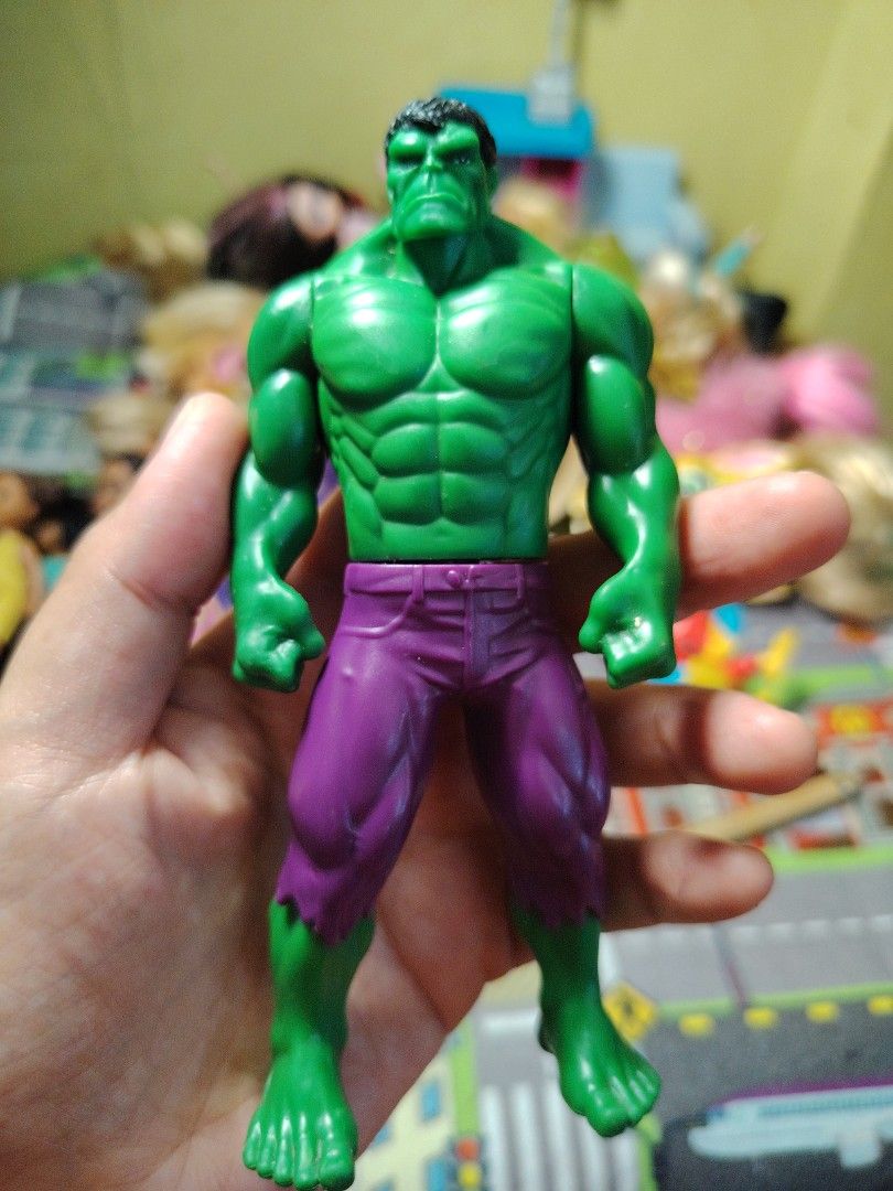 Marvel The Incredible Hulk Action Figure Toy (Category: Figurines & Statues) located in Iligan City. Submitted by shehabdor98515 (Listing ID 1444546112, Image 1). Description: - Green Hulk Action Figure - Approximately 6 inches tall - Features articulated arms and legs - Wears iconic purple pants with a ripped hem - Perfect for display or imaginative play - A must-have classic superhero collectible.