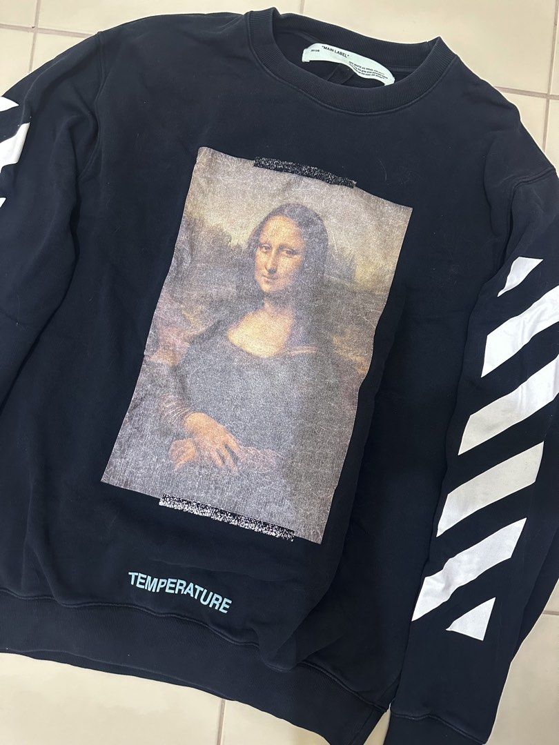 OFF-WHITE VIRGIL ABLOH MONALISA CREWNECK SWEATER (Category: Coats, Jackets and Outerwear) located in Cavite. Submitted by jdfselectify (Listing ID 1444601009, Image 3). Description: Good condition Oversized XL can fit Large to 2XL men Issue on Faded Monalisa print seen on pic.