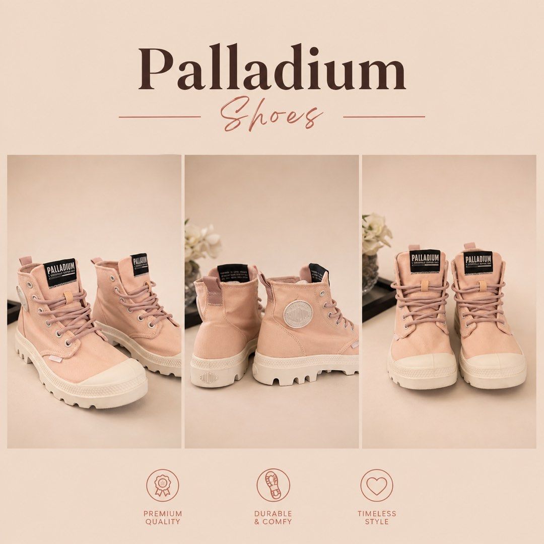 Original Palladium Shoes Womens Boots (Category: Sneakers) located in Bacolor. Submitted by jslpnd (Listing ID 1444201790, Image 1). Description: - Palladium boots in a soft pink canvas finish. - Size: US5 Womens - mga 4-5x ko lang nasuot to RFS : decluttering.