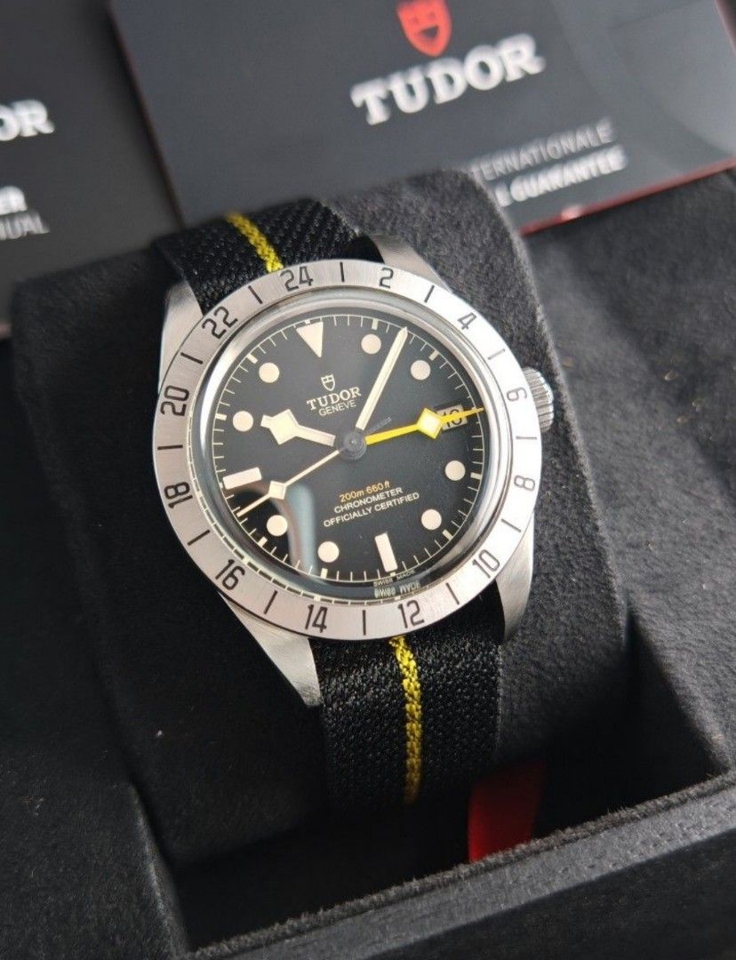 Original Tudor Black Bay Pro (Category: Luxury Watches) located in San Juan City. Submitted by exclusivelyours (Listing ID 1444571531, Image 2). Description: 2022 Tudor Black Bay Pro 39mm Automatic Ref 79470 9/10 condition Inclusions: watch, original nato strap with original Tudor buckle, booklet, Tudor guarantee card, and Triple Tudor box *photo reference on 6.5" wrist.