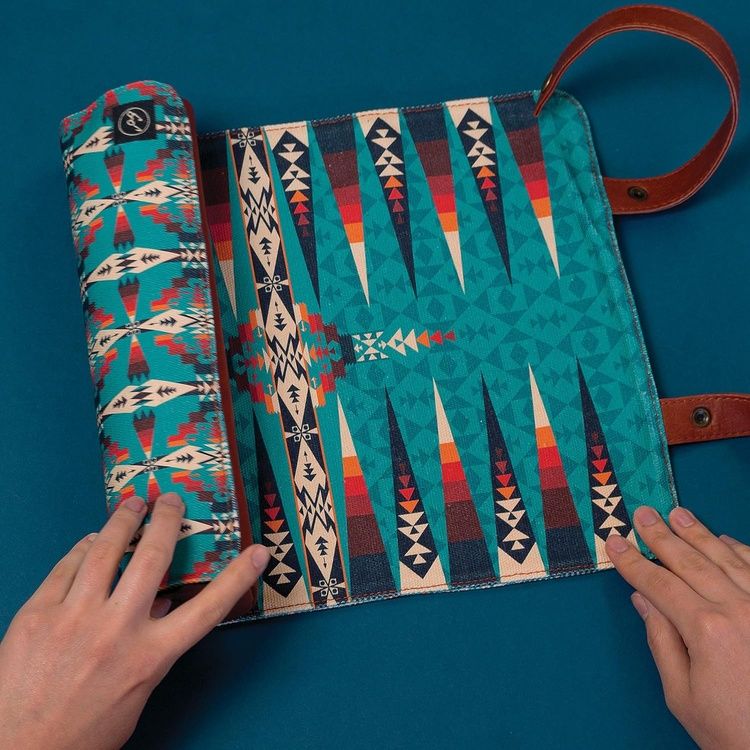 Pendleton Backgammon - [] [] (Category: Kids Toys) located in Singapore. Submitted by homebestestdeal (Listing ID 1444658110, Image 2). Description: WHAT IS THIS: Travel-ready backgammon from the iconic Pendleton brand. PERFECT FOR TRAVEL: Features a canvas board and a snap-on vegan leather pouch for storing pieces. EASY PACKING FOR THE CAMPSITE: Combining convenience with style, this game rolls up just like a Pendleton blanket for swift storage 