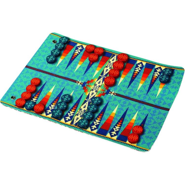 Pendleton Backgammon - [] [] (Category: Kids Toys) located in Singapore. Submitted by homebestestdeal (Listing ID 1444658110, Image 3). Description: WHAT IS THIS: Travel-ready backgammon from the iconic Pendleton brand. PERFECT FOR TRAVEL: Features a canvas board and a snap-on vegan leather pouch for storing pieces. EASY PACKING FOR THE CAMPSITE: Combining convenience with style, this game rolls up just like a Pendleton blanket for swift storage 