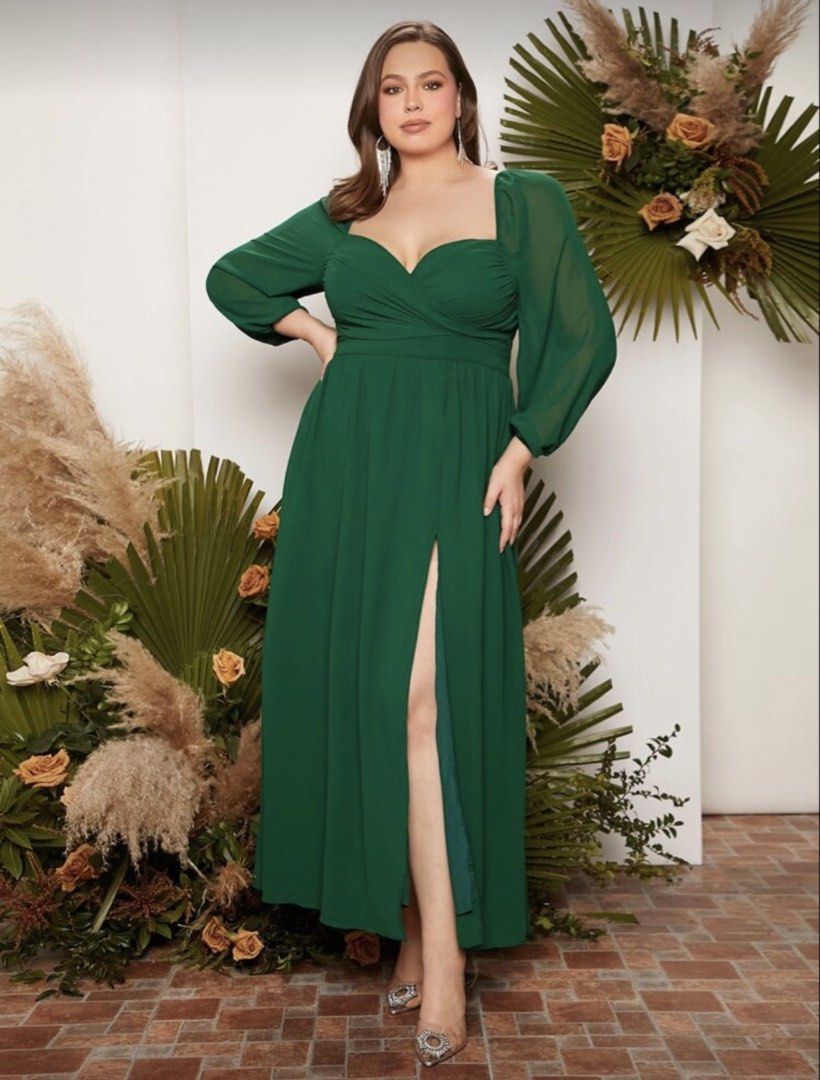 Plus Size Formal Dress (Green) (Category: Evening dresses & gowns) located in Pasig City. Submitted by cp0613 (Listing ID 1444644187, Image 3). Description: SRP PHP 1,100 used only once when worn - 3rd photo dimensions - 4th photo RFS: will not use it anymore.