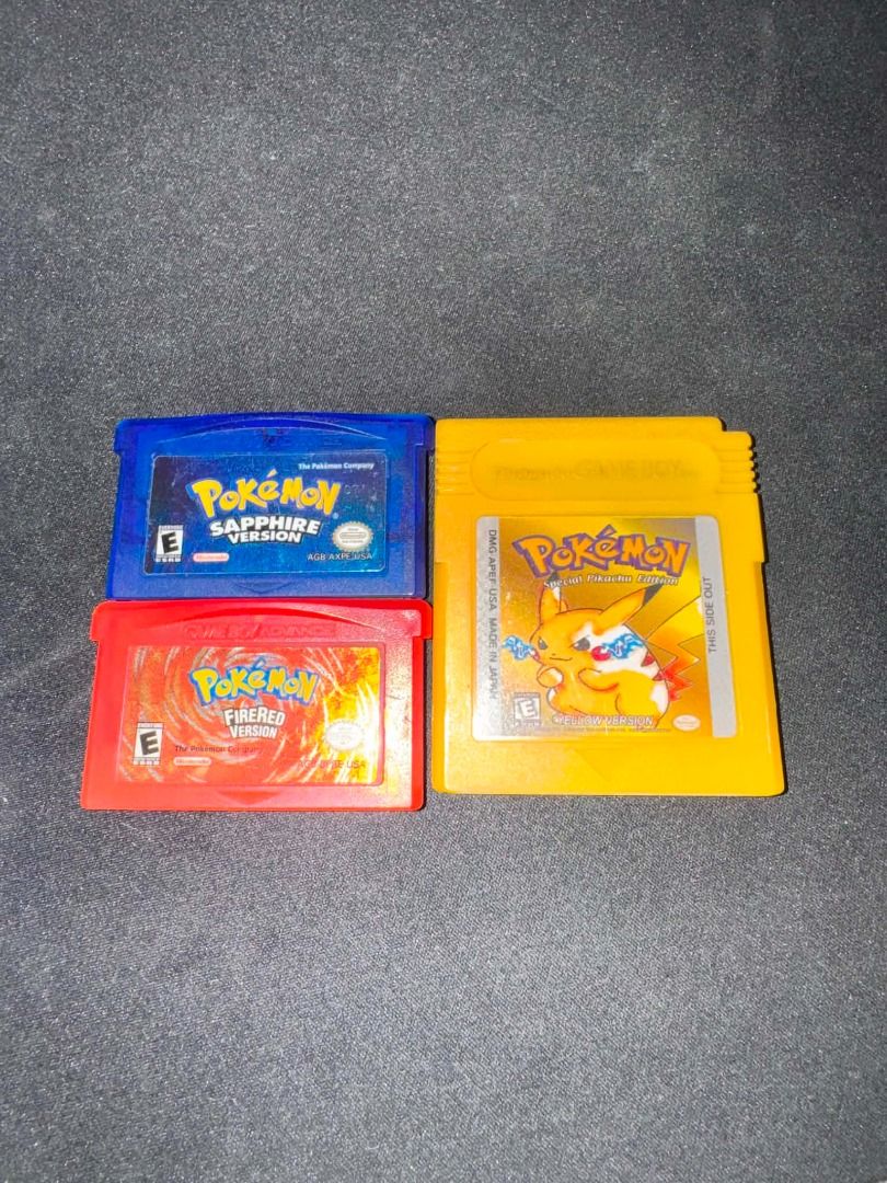 Pokemon FireRed and Sapphire Version Game Boy Advance Games (Category: Nintendo) located in Caloocan City. Submitted by mightywater_71bc75 (Listing ID 1444506473, Image 1). Description: AUTHENTIC - Pokemon Fire Red Version - Pokemon Sapphire Version - Pokemon Yellow (off board not checked) .
