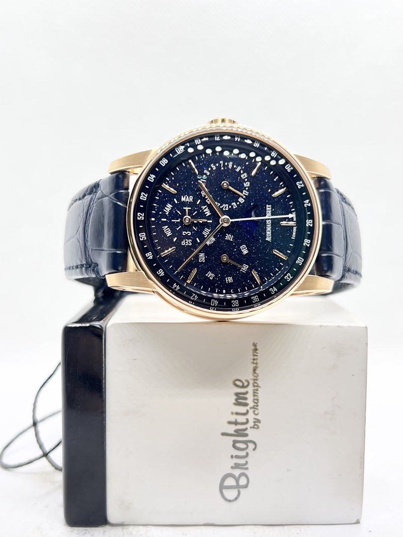 Pre Owned Audemars Piguet Code 1159 Perpetual Calendar 26394OR Aventurine Dial Automatic Rose Gold Casing Leather ( Aug 19 ) (Category: Watches) located in Singapore. Submitted by brightime (Listing ID 1444599982, Image 2). Description: Pre Owned Audemars Piguet Code 1159 Perpetual Calendar 26394OR Aventurine Dial Automatic Rose Gold Casing Leather ( Aug 19 ) ** Pre-Owned ** ** Unpolished Set, Mint Condition ** Model : 26394OR.OO.D321CR.01 Also k