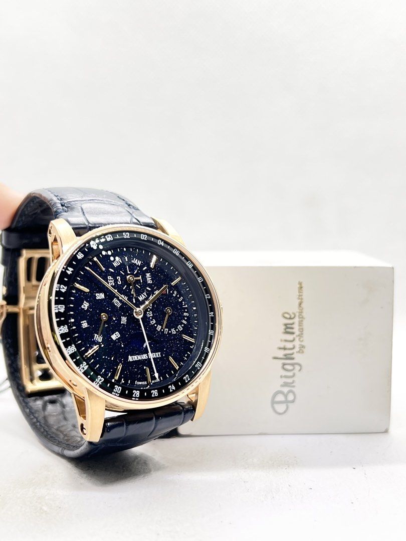 Pre Owned Audemars Piguet Code 1159 Perpetual Calendar 26394OR Aventurine Dial Automatic Rose Gold Casing Leather ( Aug 19 ) (Category: Watches) located in Singapore. Submitted by brightime (Listing ID 1444599982, Image 3). Description: Pre Owned Audemars Piguet Code 1159 Perpetual Calendar 26394OR Aventurine Dial Automatic Rose Gold Casing Leather ( Aug 19 ) ** Pre-Owned ** ** Unpolished Set, Mint Condition ** Model : 26394OR.OO.D321CR.01 Also k
