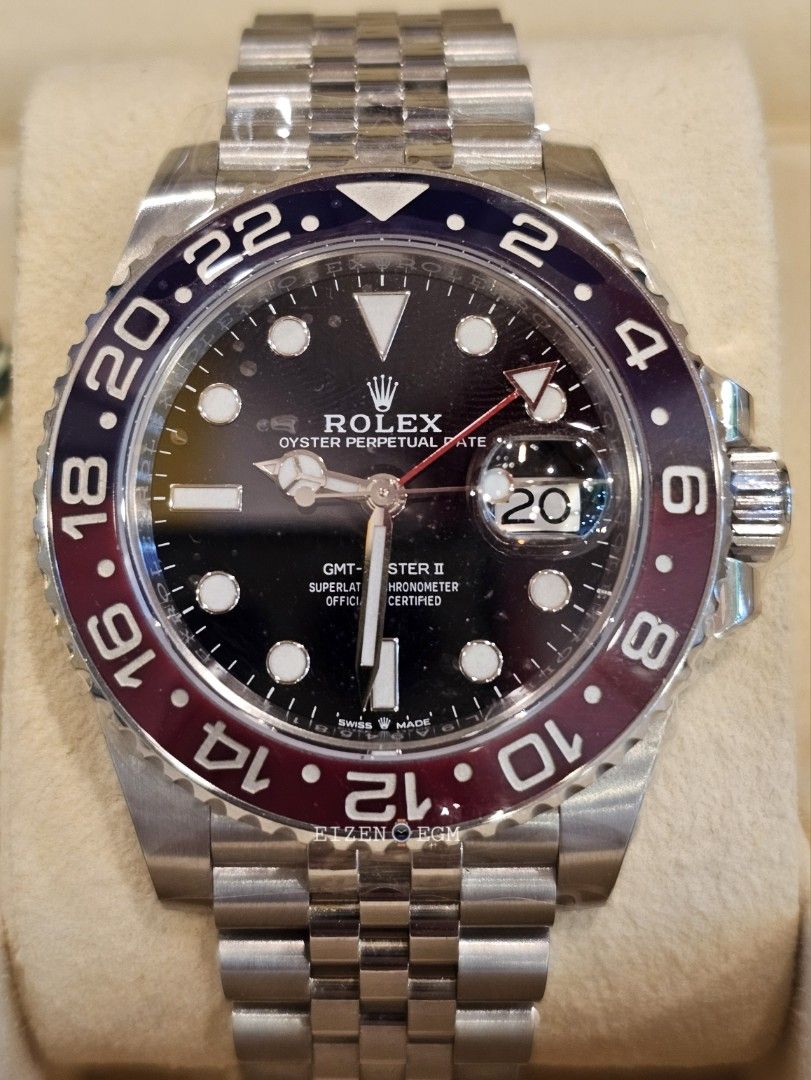 ROLEX GMT-MASTER II "PEPSI" IN JUBILEE BRACELET (Category: Luxury Watches) located in Makati City. Submitted by eizen.egm (Listing ID 1444579708, Image 1). Description: • Rolex GMT-Master II "Pepsi" in Jubilee Bracelet. (Discontinued) ✅️ 2019 Year Purchased ✅️ Ref. 126710BLRO ✅️ Pepsi Bezel ✅️ Jubilee ✅️ Pre-owned "Like new" (9.8/10) ✅️ Complete, box, Manual booklet, hang tags, & Guarantee card ✅️ Selling Price Php1,488,000 For Inquires, kindly s