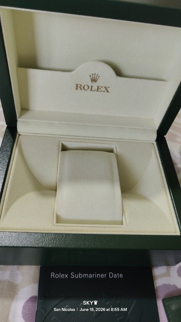 Rolex Watch Box and Papers - Submariner Date (Category: Luxury Watches) located in Quezon City. Submitted by sky_sale (Listing ID 1444501158, Image 3). Description: 2011-2012 SS date n No date - Original Rolex box and outer sleeve - Includes warranty booklet, manual, and hang tag - Specifically for Rolex Submariner Date model - Perfect for completing your watch set.