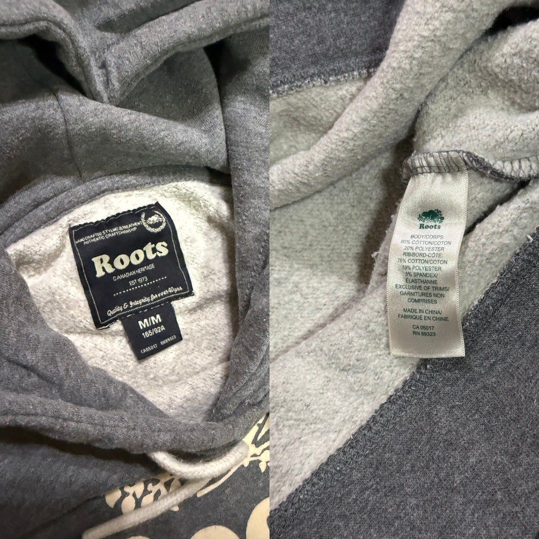 Roots Athletic Goods Canada Grey Hoodie (Category: Coats, Jackets and Outerwear) located in Bacoor. Submitted by eightbyeight (Listing ID 1444659624, Image 3). Description: Roots Canada Gray Hoodie Size on tag: M Width: 20 Length: 25 Issue(s): Dot stain Condition: 8/10 🏷️600 📦 lalamove / grab / j&t 💳 gcash / maya 🧾 first to pay basis.