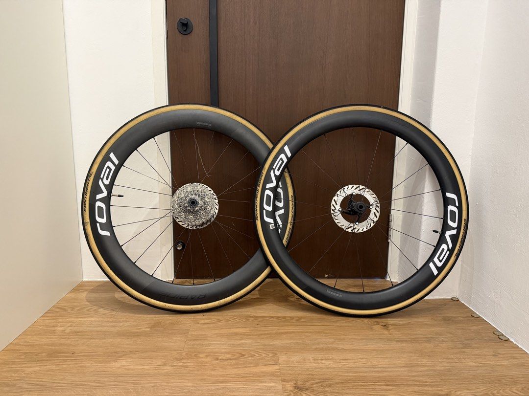 Roval Rapide CL 2 Wheelset (Category: Parts & Accessories) located in Singapore. Submitted by jamestan10 (Listing ID 1444672491, Image 1). Description: if price is met will incl gp5000 with lots of life left no cassette or rotor lf 1.4k w gp5000 or upgrades for enves/no6 w tops on my side white decals has been pasted over the original black logo.