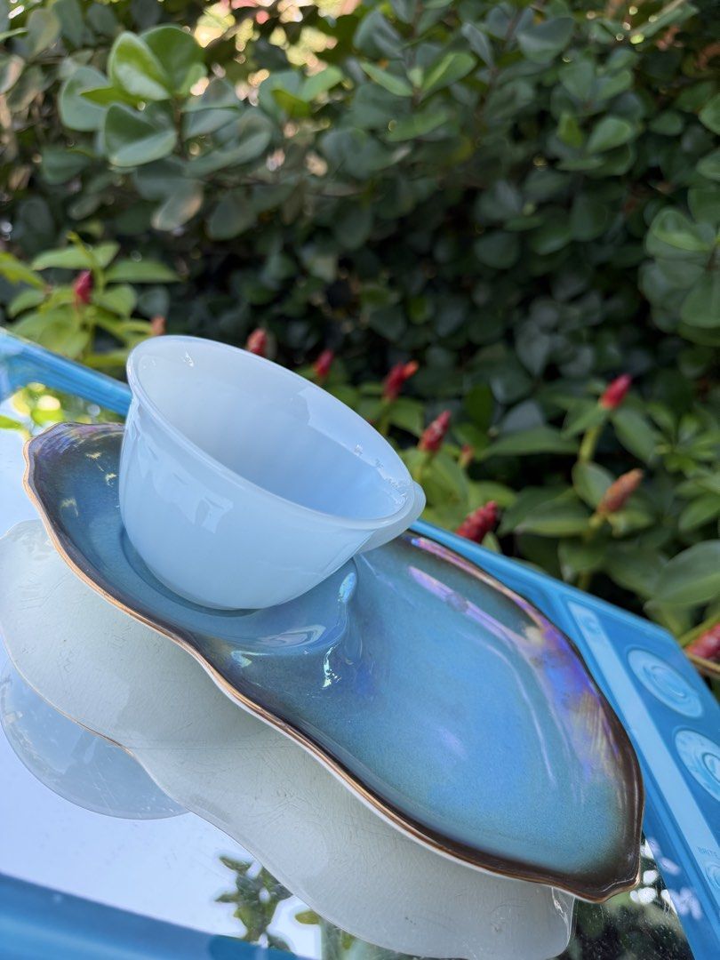 Royal wonton snack plate with arcopal cup (Category: Coffee & Tea Tableware) located in Davao. Submitted by parteawares2 (Listing ID 1444556345, Image 1). Description: Mix match arcopal blue jade cup made in France with royal winton snack plate made in England .