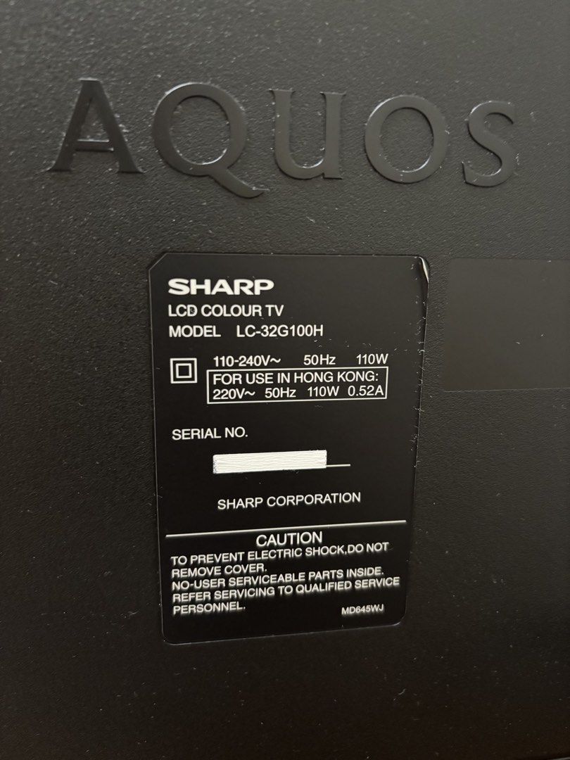 Sharp AQUOS LC-32G100H 32-inch LCD Colour TV, 家庭電器, 電視 & 其他娛樂, 電視 ...
