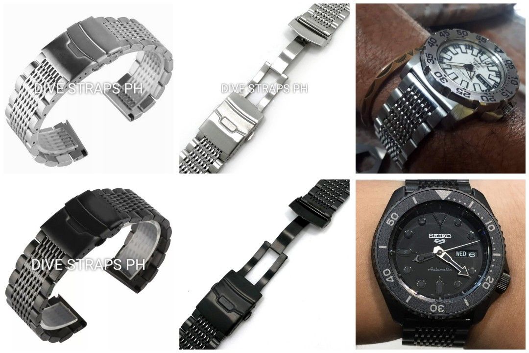 SALE SOLID MESH STAINLESS STEEL 20mm/22mm (Category: Women's Watches) located in Taguig. Submitted by divestrapsph (Listing ID 1444677502, Image 1). Description: ‼️ SALE ‼️ NOW ONLY ₱700 ✅✅ SOLID MESH. Made from 316L stainless steel. Removable H-links. Milled solid diver's clasp. Available in 18mm, 20mm and 22mm lug width Available in Steel or PVD Black Wrist size: 150mm - 210mm (5.9 to 8.2 inches).