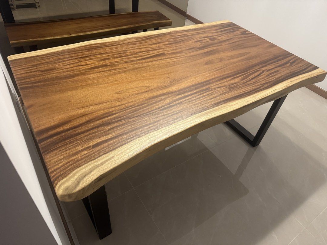 Solid timber dining table set (Category: Tables & Sets) located in Singapore. Submitted by masricosuave (Listing ID 1444634300, Image 2). Description: Solid Timber Dining table set plus solid bench for Moving Out sale. Kindly arrange own transport for collection. Nego if act fast.. .