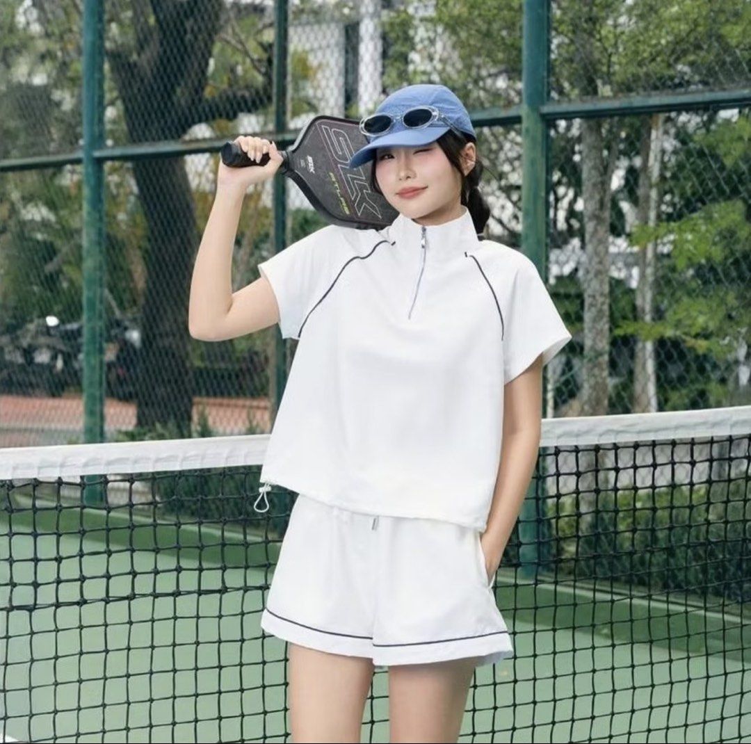 Sport Top & Shorts Set for Pickleball Tennis Etc (Category: Activewear) located in Pasig City. Submitted by curatedbeauty (Listing ID 1444609794, Image 1). Description: - Cute white sporty set - Perfect for tennis, pickleball, or lounging.