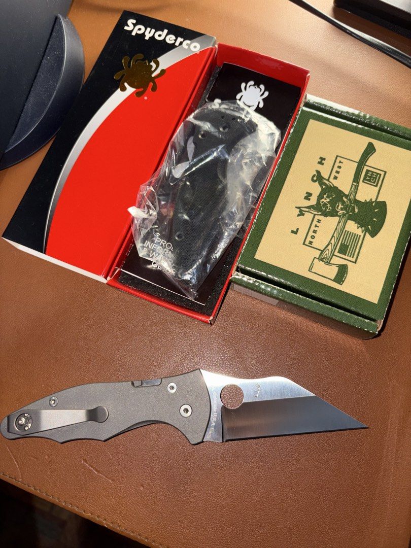 Spyderco Yojimbo 2 (Category: Knives & Chopping Boards) located in Quezon City. Submitted by nick.jones (Listing ID 1444540807, Image 2). Description: Spyderco Yojimbo 2 S30V - complete with box, papers, stock black G10 scales and, pocket clip - never carried. Kept in case. - upgraded with Rockscale Design Titanium Sandblasted Scales - upgraded clip with LynchNW Spyderco Standard size Sandblasted clip Price: ₱22,000.