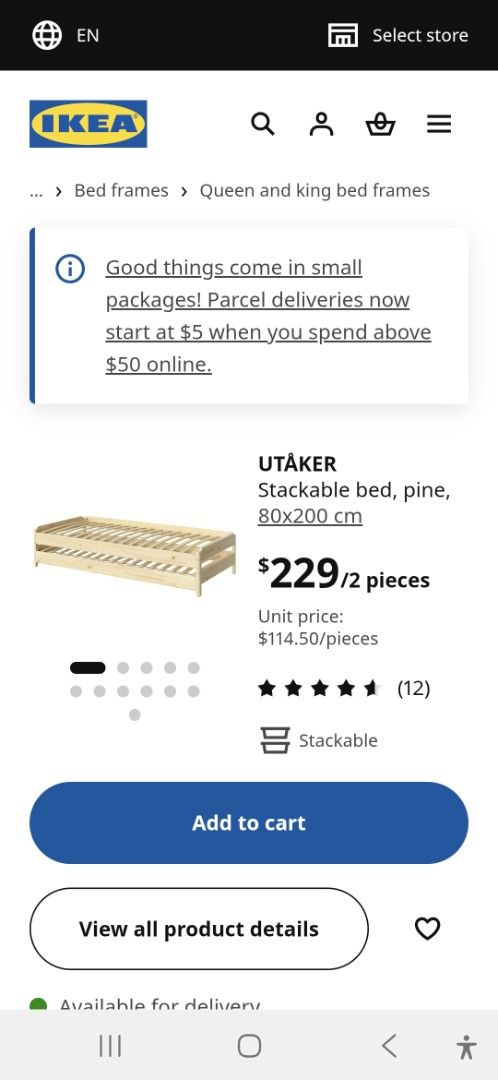 Stackable bed Ikea (Category: Bed Frames & Mattresses) located in Singapore. Submitted by devan1707 (Listing ID 1444525111, Image 1). Description: these are stackable bed. can be used as 2 single , stacked or side by side as queen. with 2 mattress - $229 without mattress - $150.