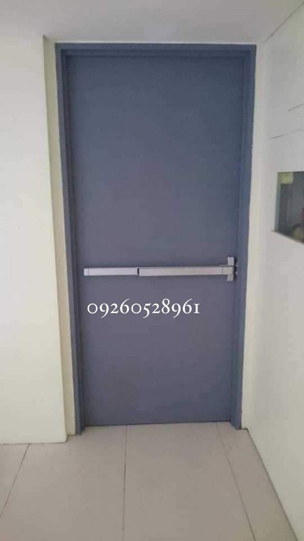 steel fire exit door (Category: Locks, Doors & Gates) located in Caloocan City. Submitted by vttsteeldoor-chelle (Listing ID 1444500594, Image 2). Description: thickness 50mm powder coated white finish honeycomb insulation with 3pcs heavy duty flag hinge 6pcs expansion bolt, rubber door seal yale leverlockset 2 hrs fire rated ready to install .