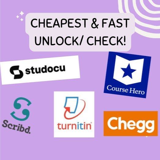 Unlock Studocu, Chegg, Scribd, Turnitin, Course Hero| Cheapest & Fast Unlock/Check (Category: Software) located in Singapore. Submitted by shibaa_oreoo (Listing ID 1444522368, Image 1). Description: PM Tele: Daisy_tan (faster reply here) $1.00/ doc Buy 5 Get 2 Links Free Buy more free more ✅Unlock documents from Studocu, Chegg, Scribd, Turnitin, Course Hero. ✅Cheapest and fastest unlocking service available. ✅Get quick and affordable access to yo