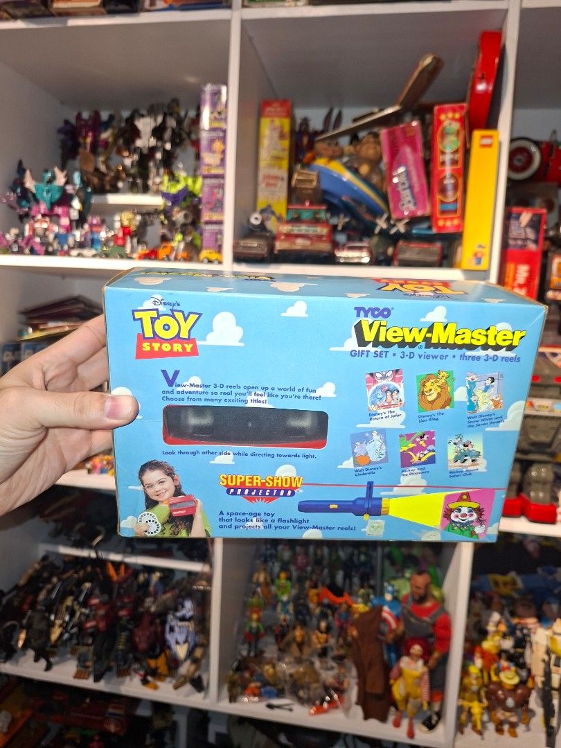 Vintage 1995 Toy Story 1st version viewmaster box set, complete! (Category: Vintage Collectibles) located in Manila. Submitted by retrotoycollections (Listing ID 1444551208, Image 2). Description: complete box set 3 reels, 1 viewer original and rare box set.