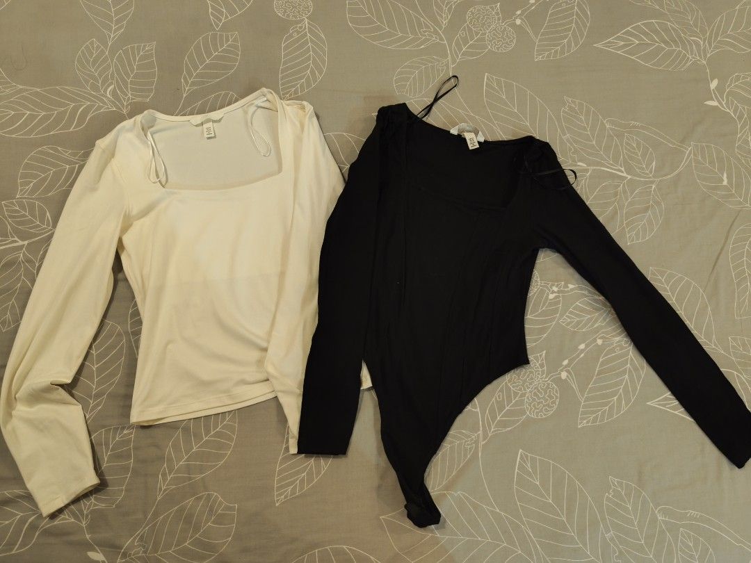 White and Black Long Sleeve Tops (Category: Longsleeves) located in Paranaque City. Submitted by airico (Listing ID 1444609484, Image 1). Description: - Two essential long sleeve tops: one white, one black. Stretchable - Both feature a flattering square neckline. - Black top is a convenient bodysuit style. - Versatile basics for effortless styling and endless outfit combinations. -200 each .