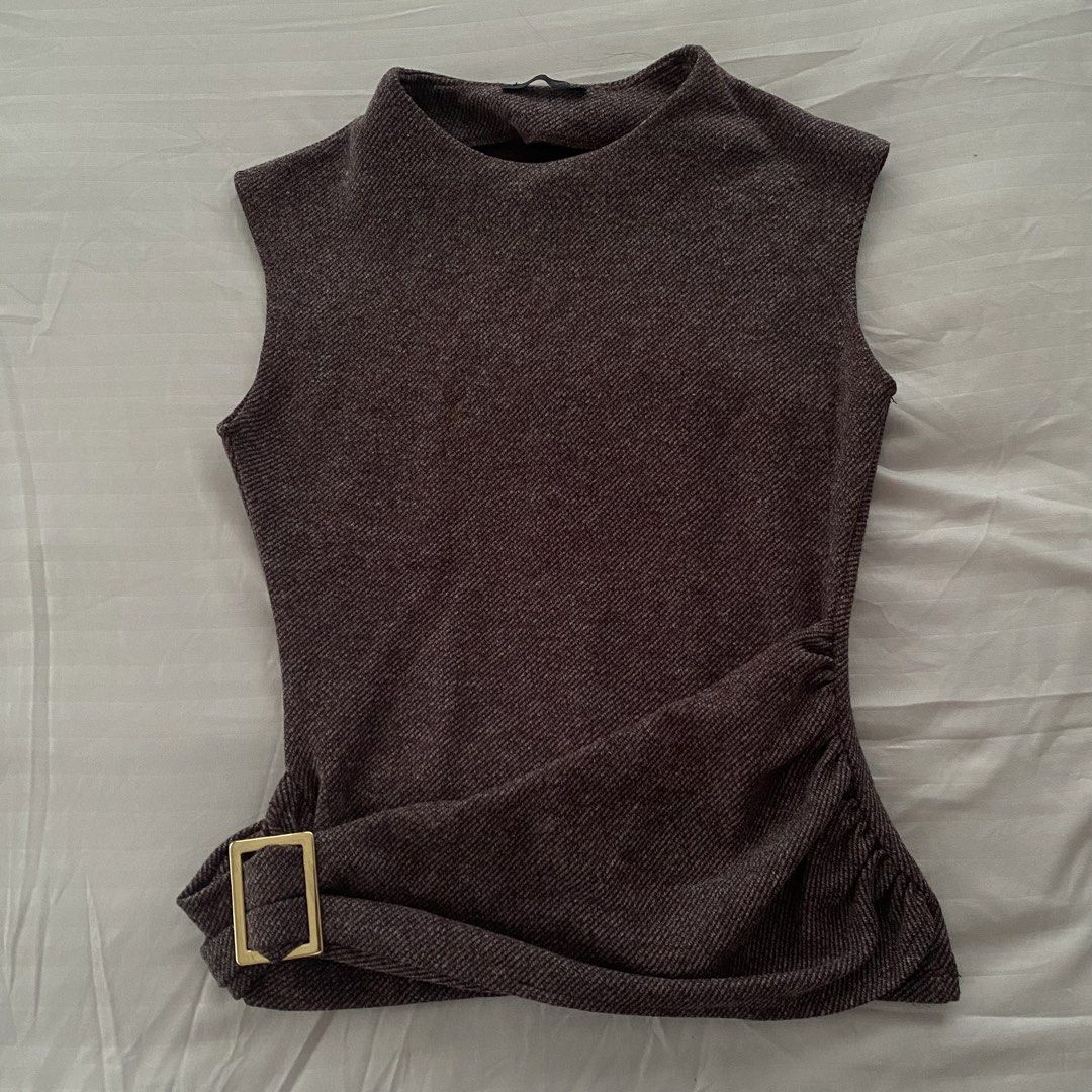zara brown buckle top (Category: Blouses) located in Cebu City. Submitted by jjanix (Listing ID 1444540470, Image 1). Description: - only worn once, good as new, no issues .