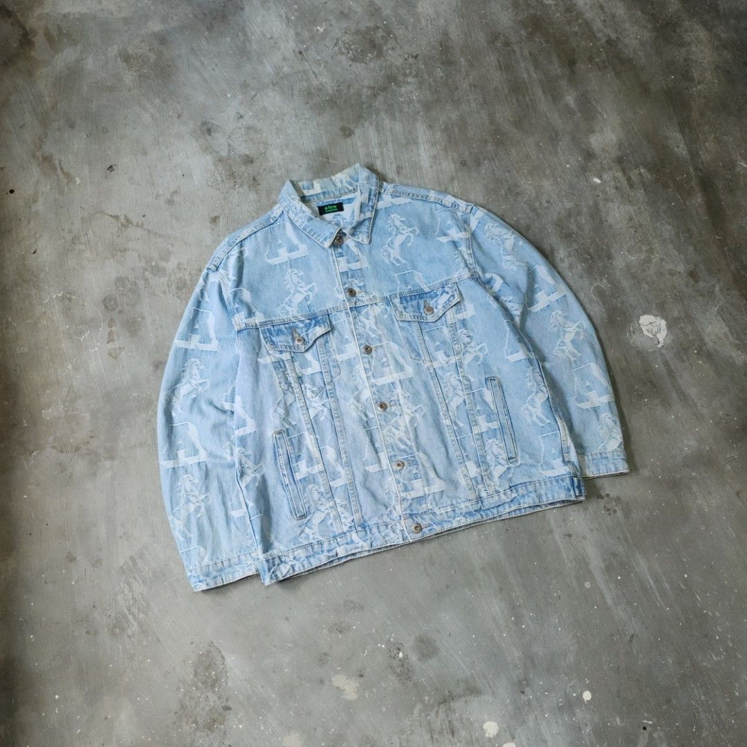 A FEW GOOD KIDS AOP DENIM JACKET (Category: Activewear) located in Cavite. Submitted by turthrift (Listing ID 1444708091, Image 3). Description: Size: L to XL Width: 24 Length: 27 Condition: no issue.