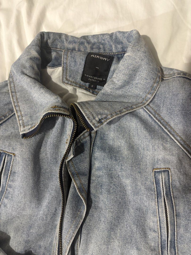 Airway Light Wash Denim Jacket Size S (Category: Coats, Jackets and Outerwear) located in Manila. Submitted by beomjuncho13425 (Listing ID 1444802144, Image 2). Description: - Brand: Airway - Style: Light wash denim trucker jacket - Features: Button closure, button cuffs, chest pockets - Versatility: Great for layering, easy to dress up or down.