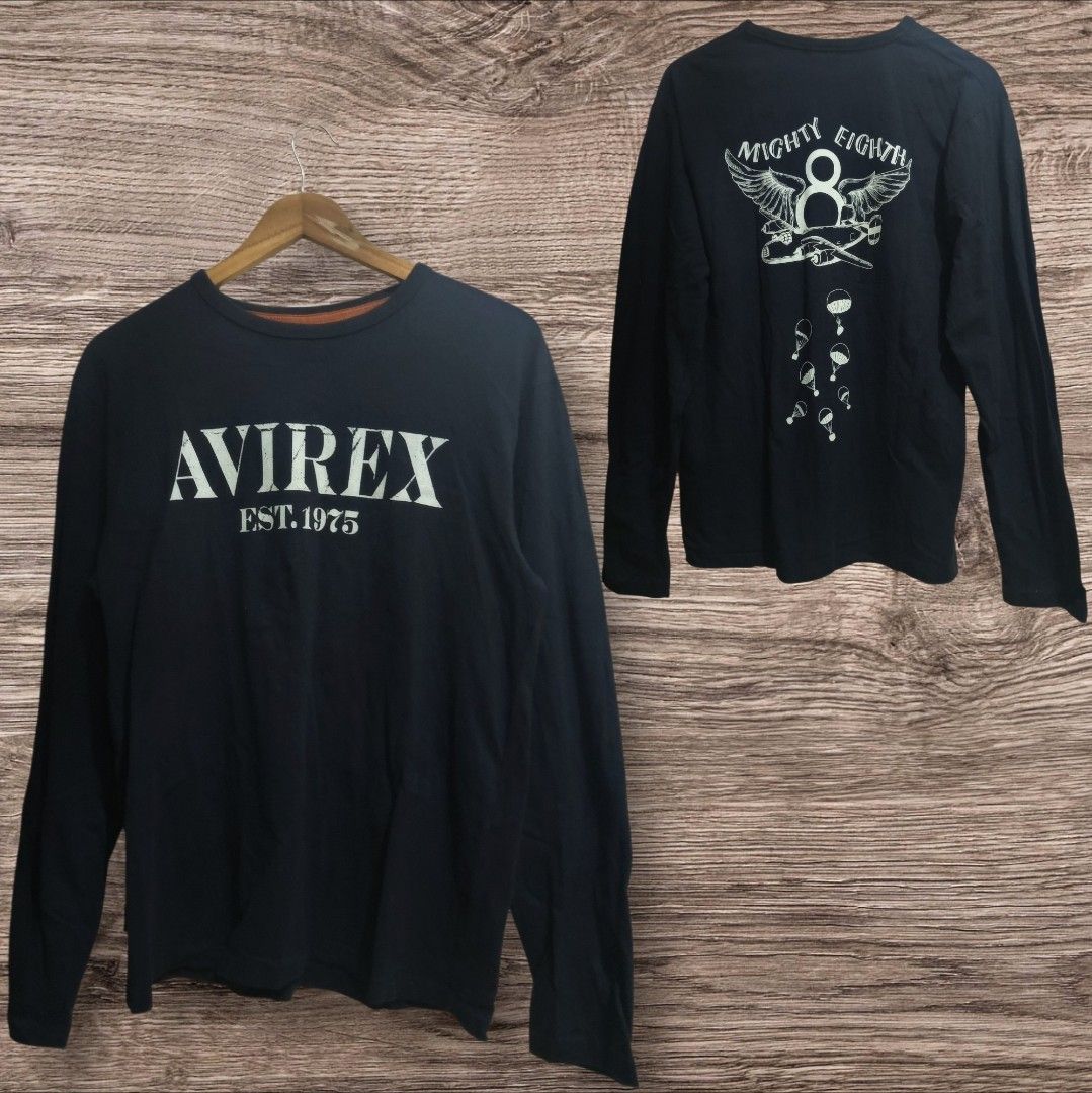 AVIREX Long Sleeve shirt (Category: Tshirts & Polo Shirts ) located in Calamba. Submitted by indiecated.thriftnshop (Listing ID 1444834588, Image 1). Description: - AVIREX LONGSLEEVE TEE - SIZE : L - 27.5 SHOULDER TO HEM - 19 PIT TO PIT.
