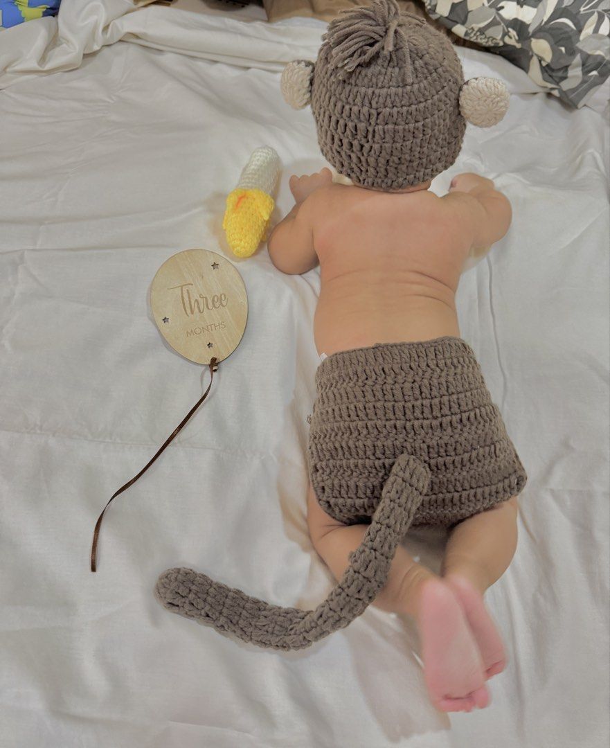 Baby costume monkey (Category: Babies & Kids Fashion) located in San Pedro. Submitted by chekwaaa (Listing ID 1444700716, Image 3). Description: Used once for monthly milestone 0-6 months Adjustable ung undies.