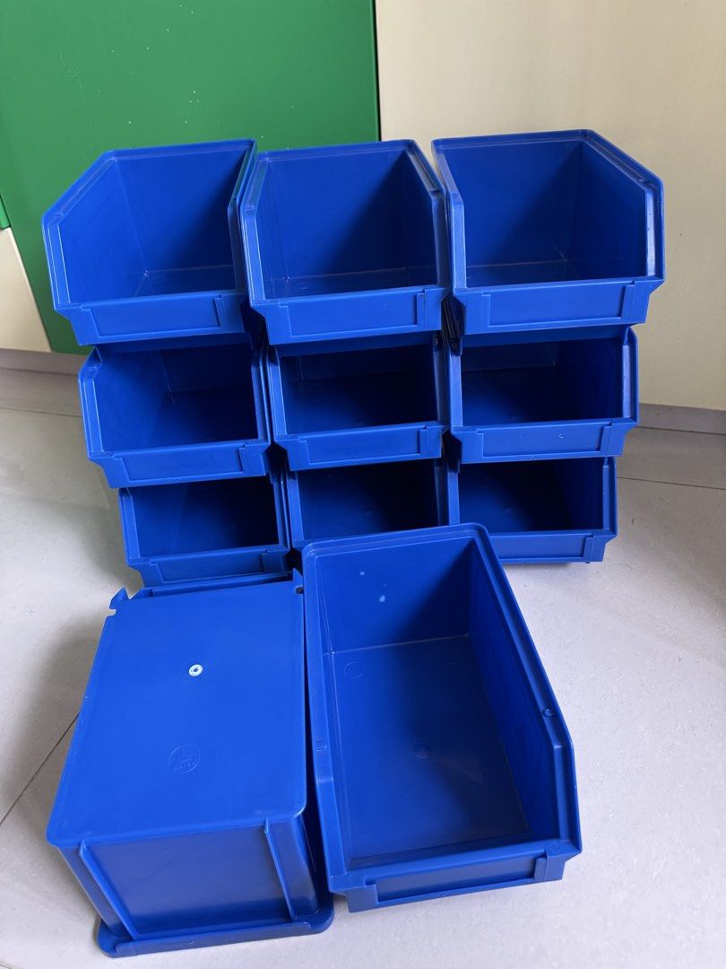 Blue Plastic Storage Bins Organizer Stackable Containers486332107096084480
